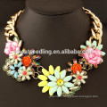 2015 trendy fashion European big chain flower resin big stone necklace